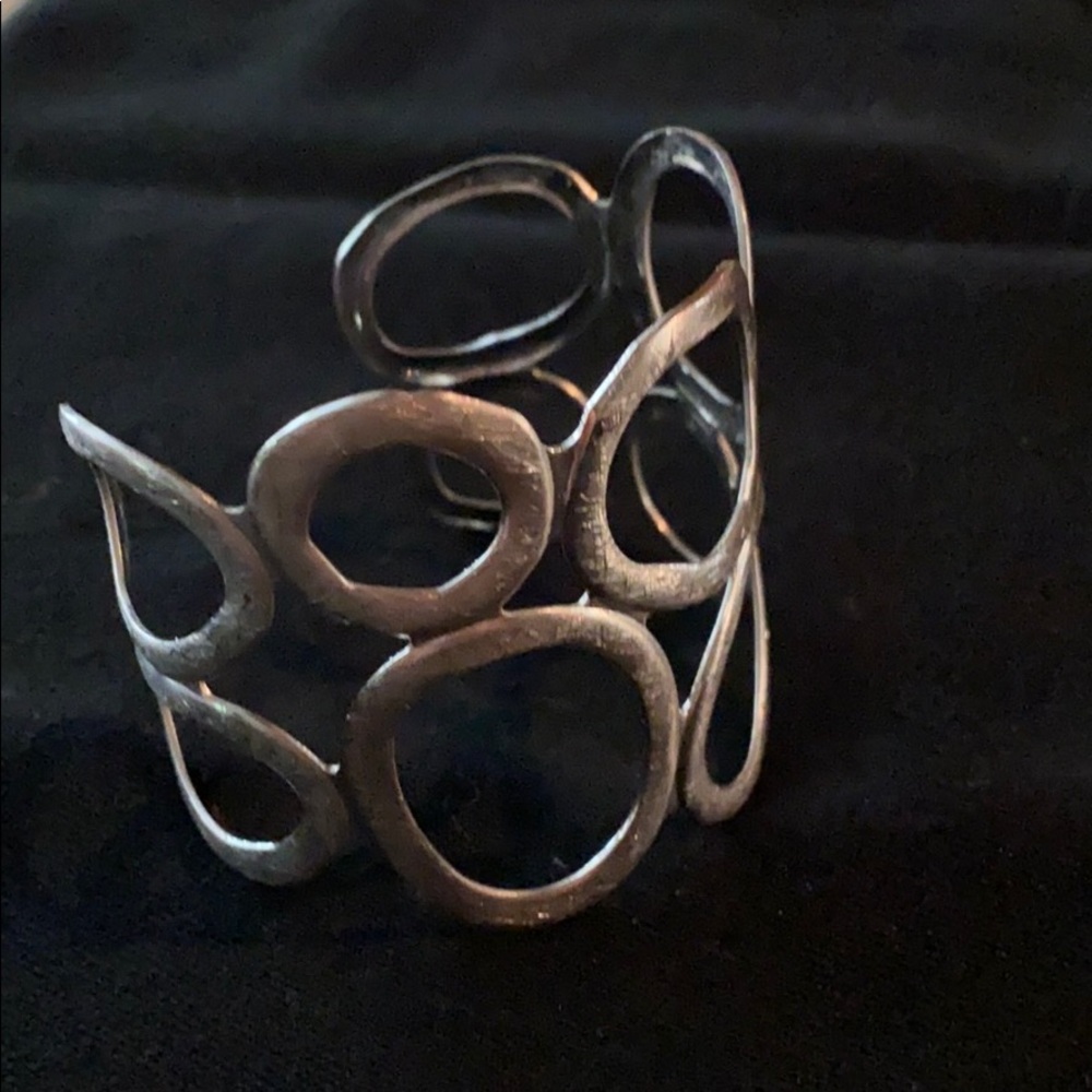 Unique Silver Toned Metal Cuff Bracelet